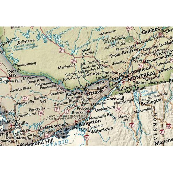 National Geographic Mapa estilo antigo do Canadá, laminado