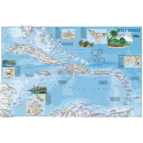 National Geographic Mapa regional Antilhas - 2 lados