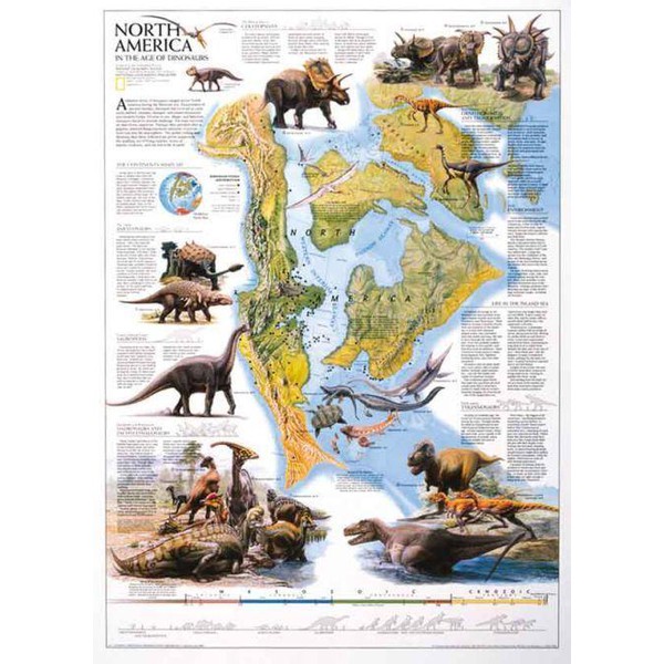 National Geographic Mapa regional Dinossauros da America do Norte