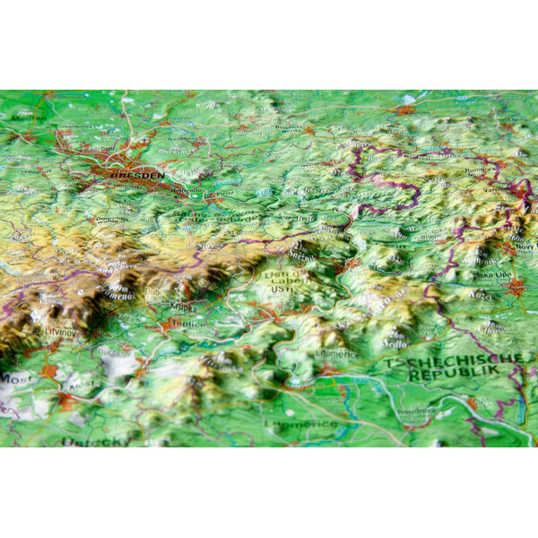 Georelief Mapa regional Saxónia