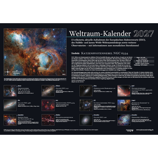 Astronomie-Verlag Calendário Weltraum-Kalender 2027