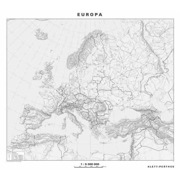 Klett-Perthes Verlag Mapa de continente Europa política / mudo (ABW) 2 lados
