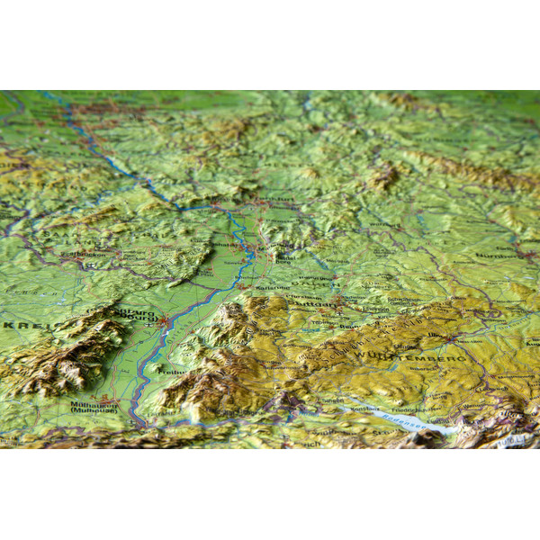 Georelief Mapa 3D relief map of Germany, small (in German)