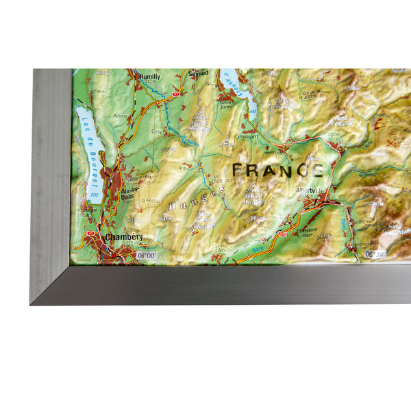 Georelief Mapa em relevo 3D do Schweizer (77x57) com Armações em alumínio