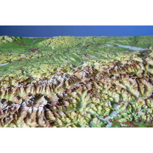 Georelief Mapa 3D relief map of Switzerland, small (in German)