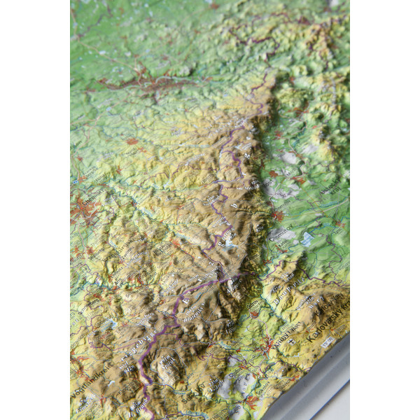 Georelief Mapa regional 3D relief map of Saxony, small (in German)