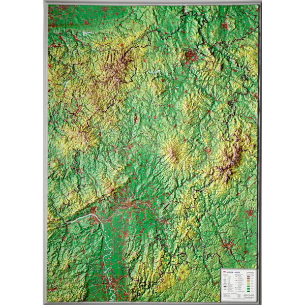 Georelief Mapa regional Large 3D relief map of Hesse (in German)