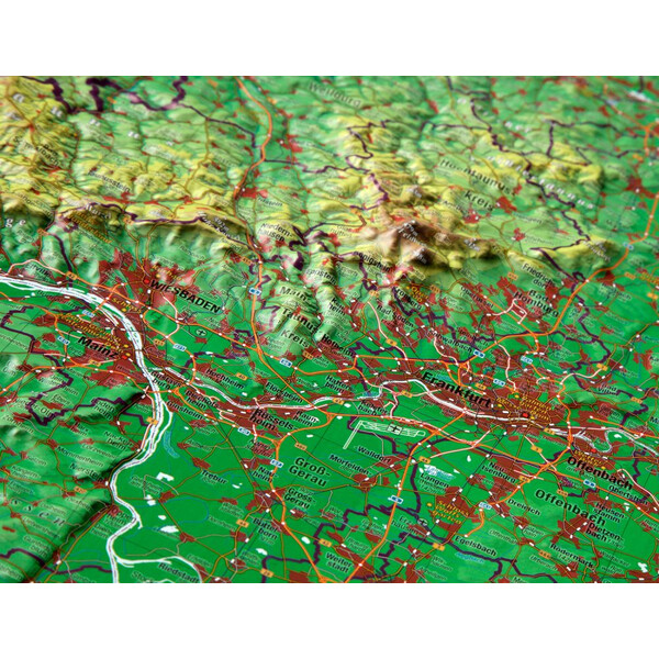Georelief Mapa regional Large 3D relief map of Hesse (in German)