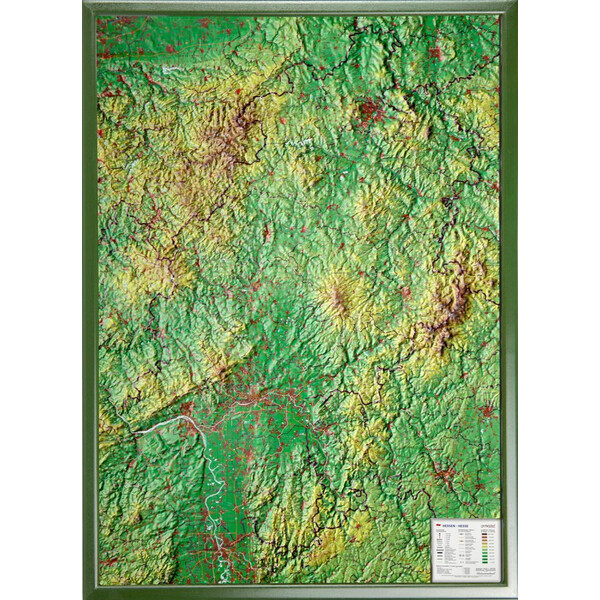 Georelief Mapa regional Large 3D relief map of Hesse (in German)