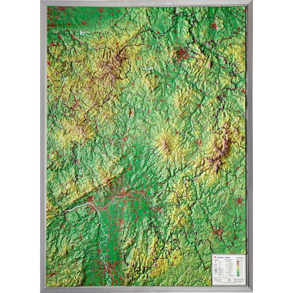 Georelief Mapa 3D em relevo de Hessen (57 x 77 cm)