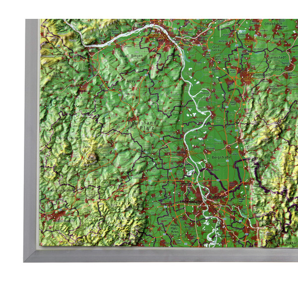 Georelief Mapa regional Large 3D relief map of Hesse (in German)