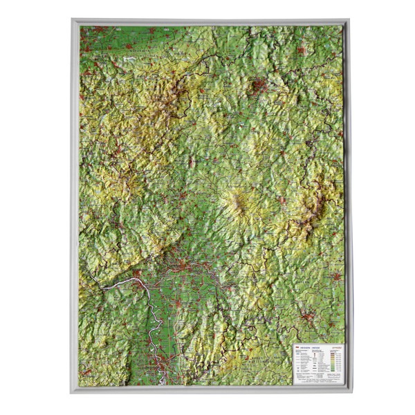 Georelief Hessen pequeno, mapa 3D em relevo