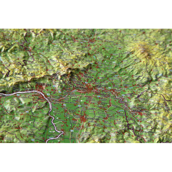 Georelief Mapa regional Hesse 3D small relief map (in German)