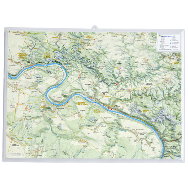 Georelief Mapa regional Small 3D relief map of Saxon Switzerland (in German)