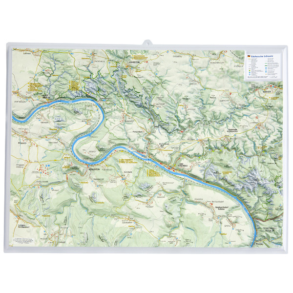 Georelief Mapa 3D em relevo da Suíça Saxónica, pequeno
