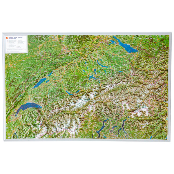 Georelief Mapa Suíça com fotografia aérea