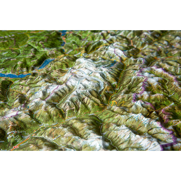 Georelief Mapa Suíça com fotografia aérea e Quadro de madeira
