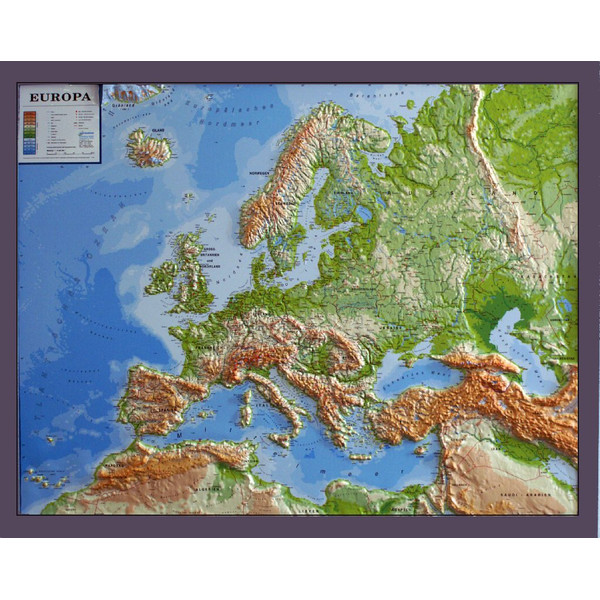 geo-institut Mapa de relevo da Europa Linha prateada físico