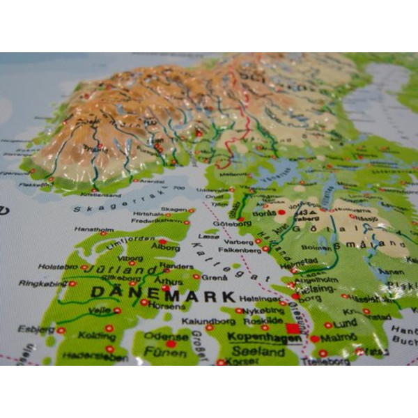 geo-institut Mapa de relevo da Europa Linha prateada físico