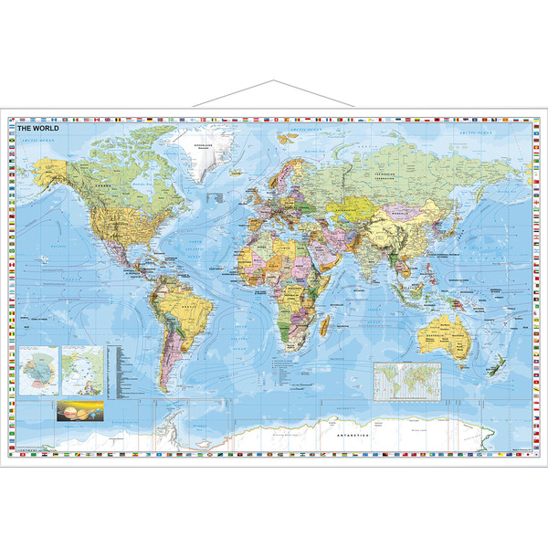 Stiefel Mapa mundial Political map of the world, with metal strip