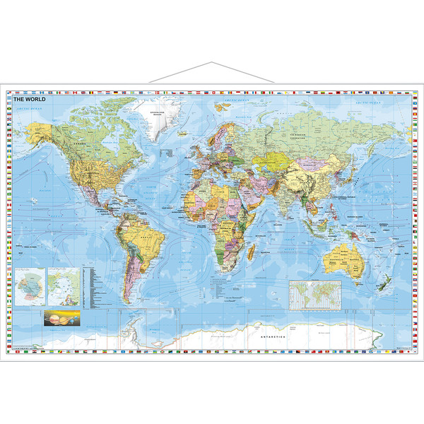 Stiefel Mapa mundial político com tiras metálicas Inglês