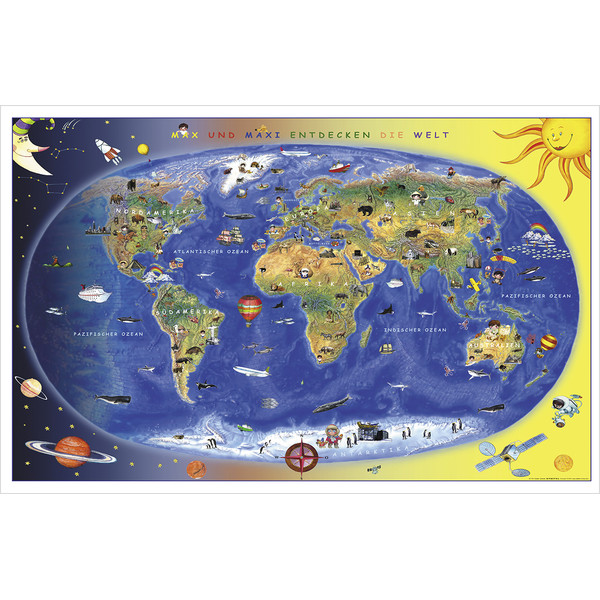 Stiefel Mapa para crianças Max und Maxi entdecken die Welt (92 x 59 cm)