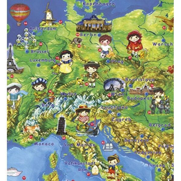 Stiefel Mapa para crianças Junior map of Europe (in German) with metal strip