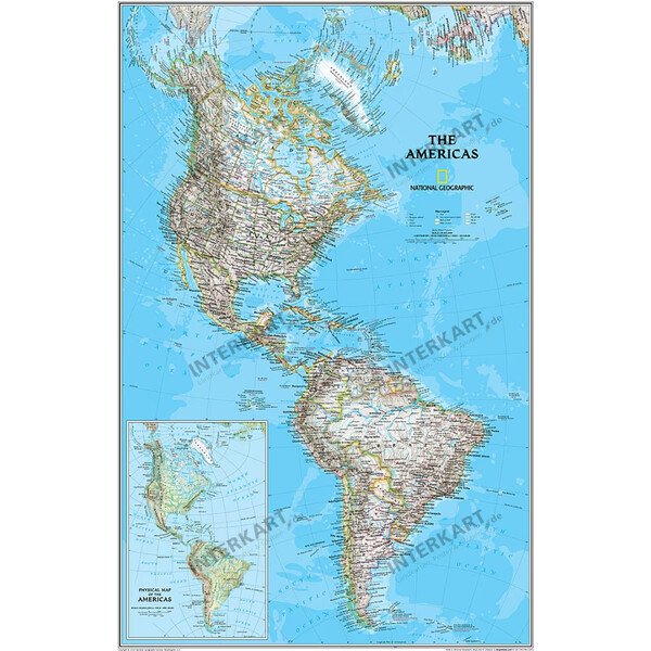 National Geographic Mapa de continente continent map North and South America political (laminated)