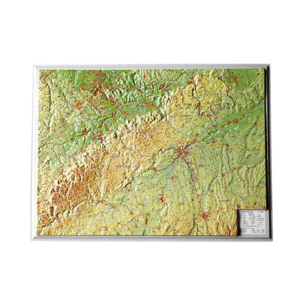 Georelief Alb pequeno da Suábia, mapa 3D em relevo