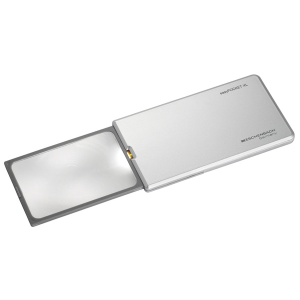 Eschenbach Lupa easyPocket XL illuminated magnifier, 75x50mm 2.5X, silver