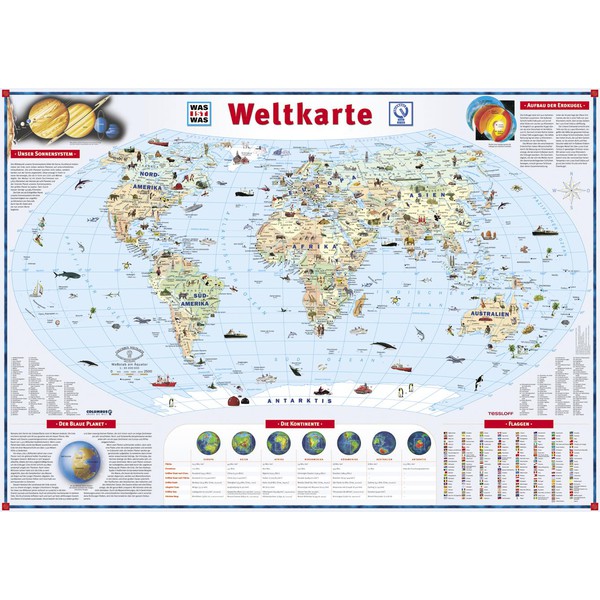 Tessloff-Verlag Mapa mundial grande "O que é o que"