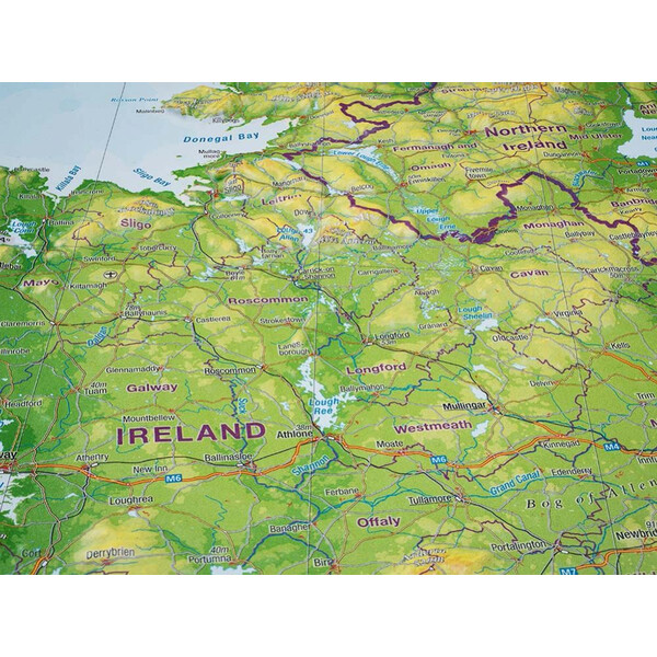 Georelief Mapa 3D em relevo da Grã-Bretanha (57x77x2cm)