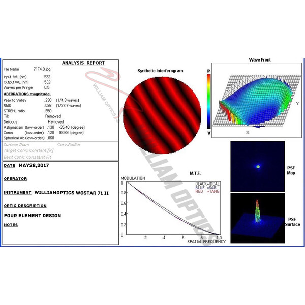 William Optics Refrator apocromático AP 71/350 WO-Star 71 Blue OTA