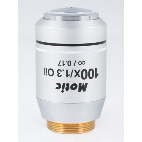 Motic objetivo CCIS® Plan FLUOR Objektiv PL UC FL, 100X / 1.3 (Feder/Öl), wd 0.1mm, infinity