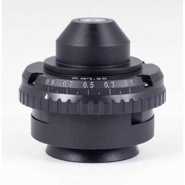 Motic Condensador Abbe, NA 0,90/1,25 com diafragma de íris e fenda para controlo deslizante.