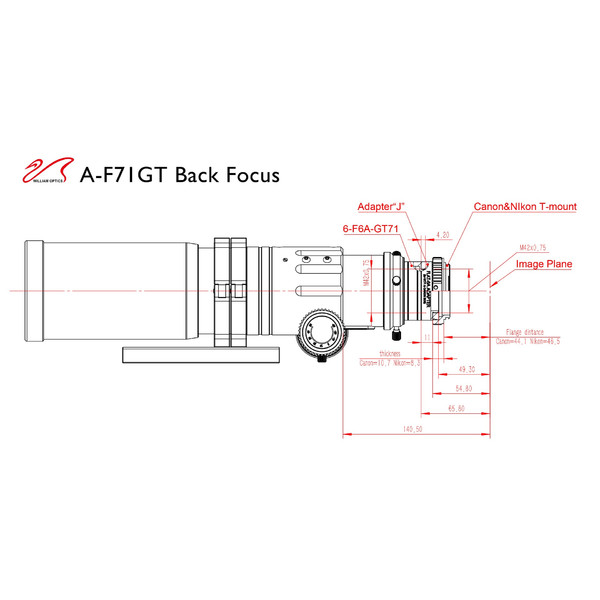 William Optics Refrator apocromático AP 71/420 Gran Turismo GT 71 OTA