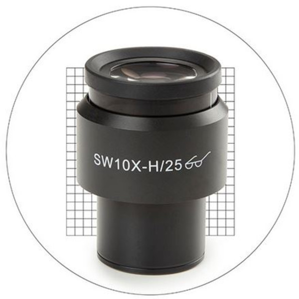 Euromex 10x/25 mm SWF, grelha de medição 20 x 20, Ø 30 mm, DX.6010-SG (Delphi-X)