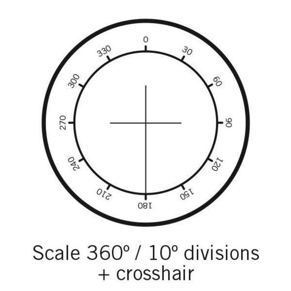 Motic Retículo com transferidor de 360°, graduação de 30° e retículo, (Ø25mm)