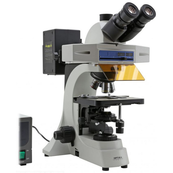 Optika Microscópio Mikroskop B-510FL-US, trino, FL-HBO, B&G Filter, W-PLAN, IOS, 40x-400x, US