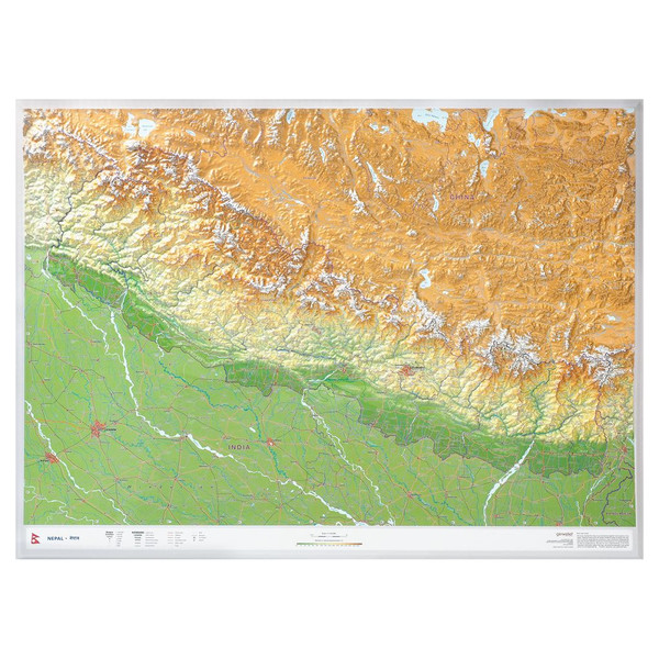 Georelief Mapa regional Nepal groß 3D