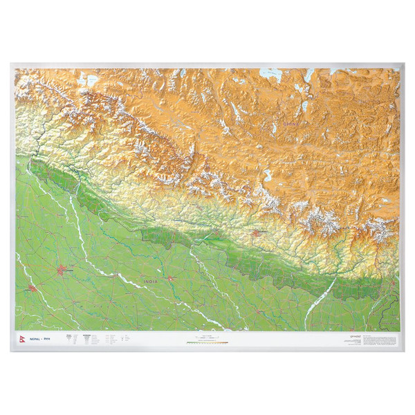 Georelief Mapa regional Nepal grande 3D