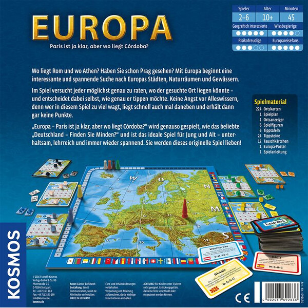 Kosmos Verlag Jogo Europa - Paris é claro, mas onde está Córdova?