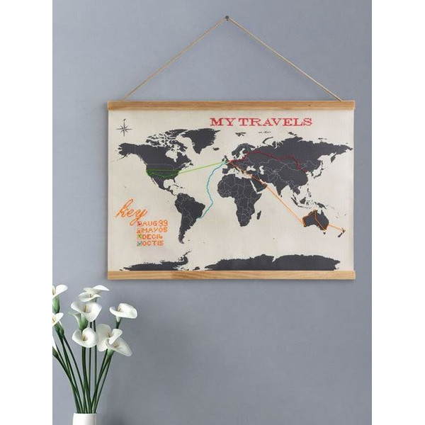 suck UK Mapa mundial bordado em ponto de cruz