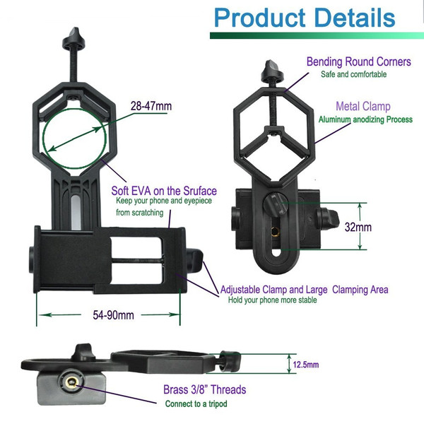 ASToptics Adaptador de smartphone para buscador/telescópio