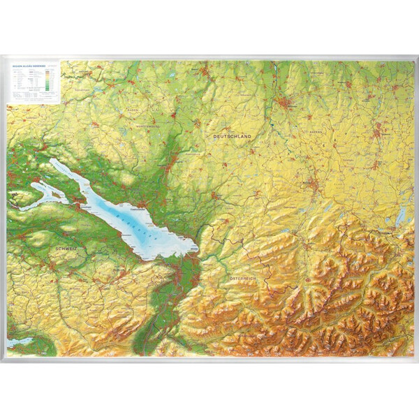 Georelief Mapa regional Allgäu Bodensee 3D Reliefkarte (77 x 57 cm)