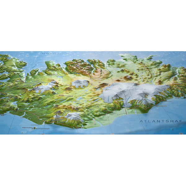 Georelief Mapa Island (klein) mit Holzrahmen, 3D Reliefkarte
