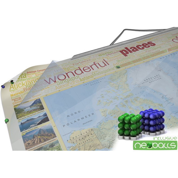 Bacher Verlag Mapa mundial World map for your journeys "Places of my life" large including NEOBALLS
