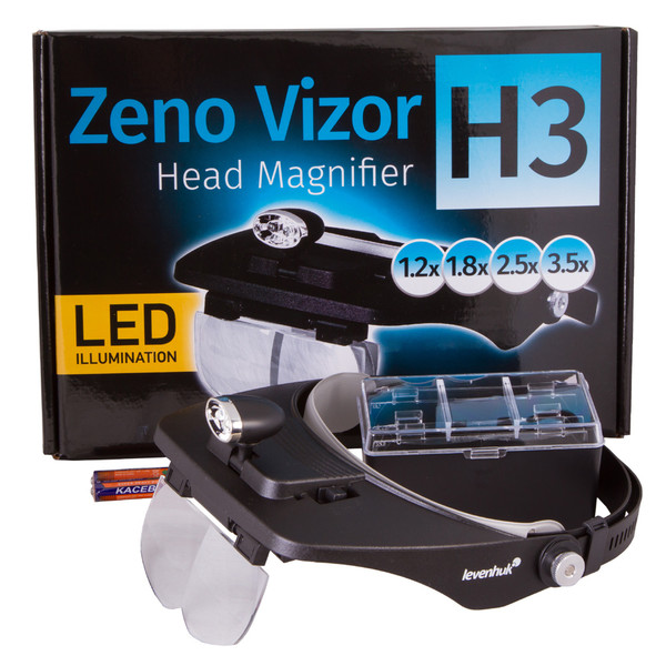 Levenhuk Lupa Zeno Vizor H3 lente de aumento com cinta de cabeça