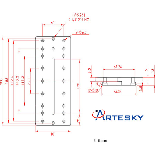 Artesky Placa de montagem Losmandy-Style 200mm