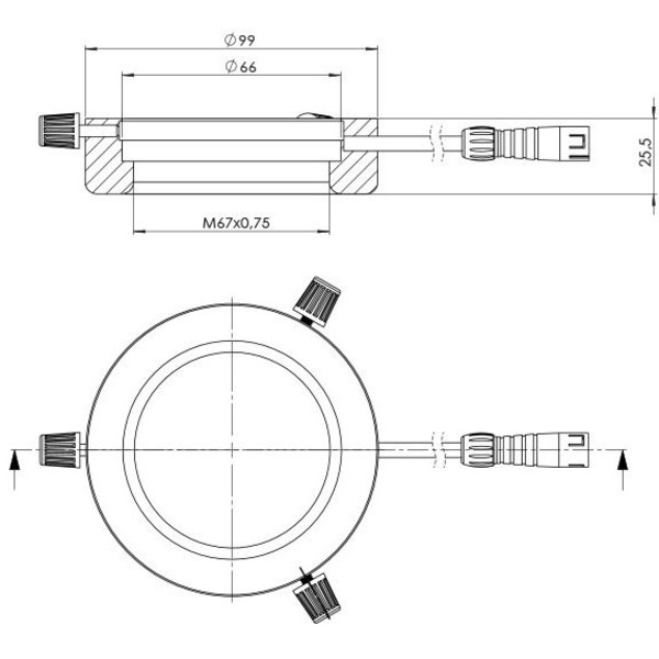 StarLight Opto-Electronics RL4-66-S4 WW, segmento, branco quente (3.500 K), Ø 66mm